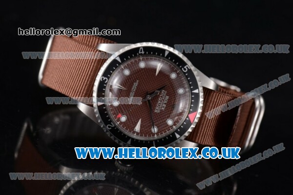 Rolex Milgauss Vintage Asia 2813 Automatic Steel Case with Brown Dial Brown Nylon Strap and Dot Markers - Click Image to Close
